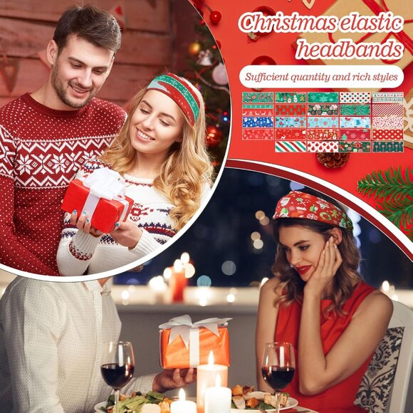 Christmas Headbands Women 24 Pack Festive Styles Non Slip Comfortable - Picture 4 of 7